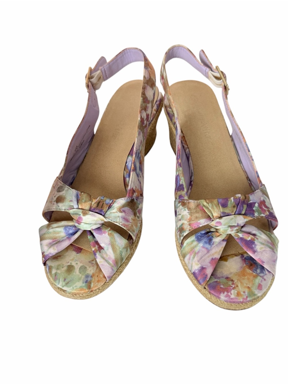 Bella Vita Lavender Multi Floral Knot Slingback Wedges